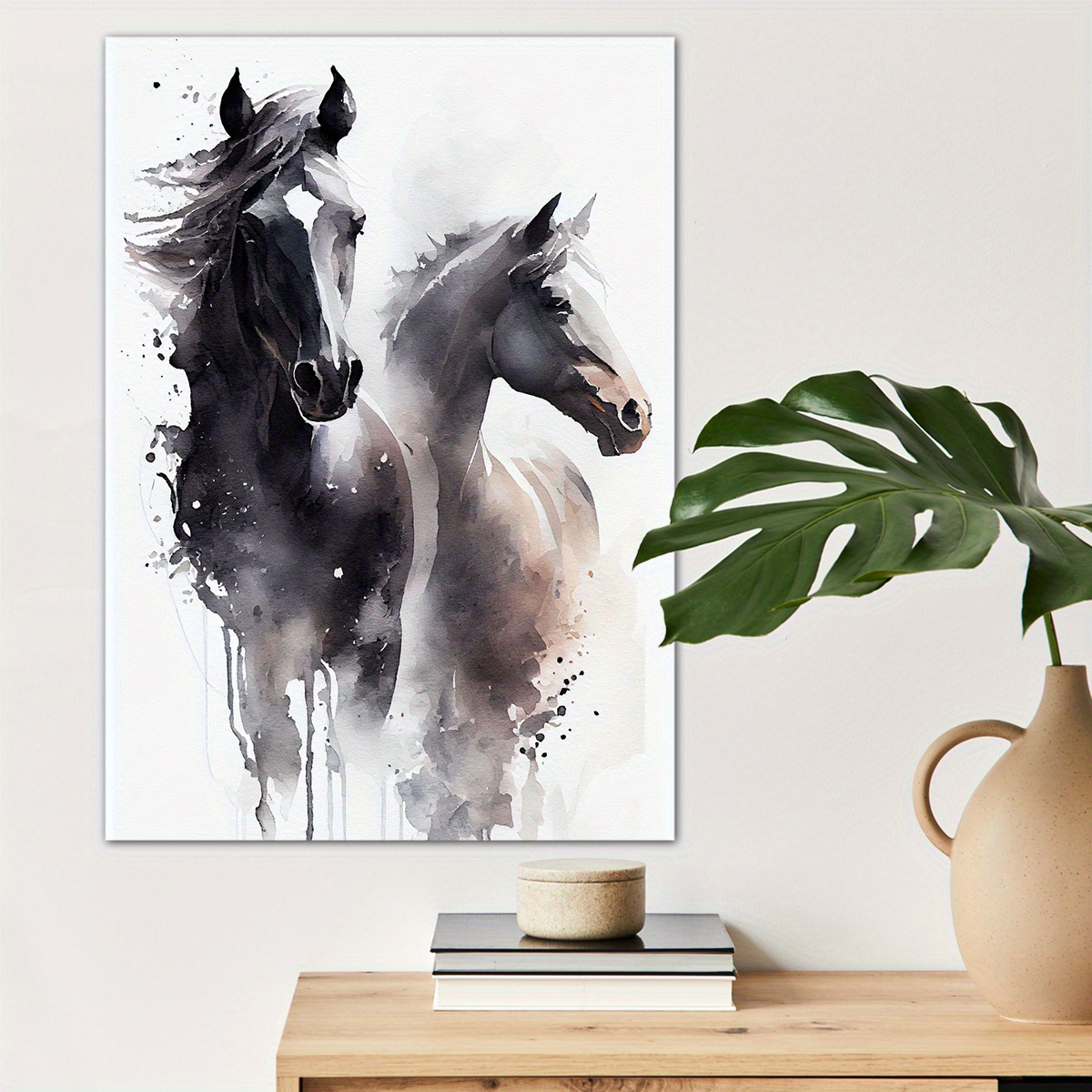 

1pc Horse Watercolor Canvas Wall Art For Home Decor, High Quality Wall Decor, Animal Canvas Prints For Living Room Bedroom Bathroom Kitchen Office Cafe Decor, Perfect Gift And Decoration