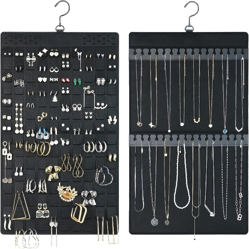 9pcs/set Wall Mounted Adhesive Hooks For Jewelry Storage, No Drilling,  Necklace Display Rack, Door/household Items Hanger