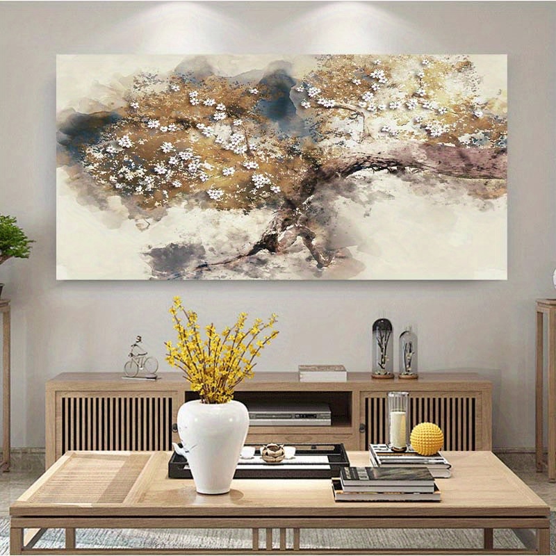 Decor Large Size Canvas Paintings Wall Art Gold Tree Painting Wall