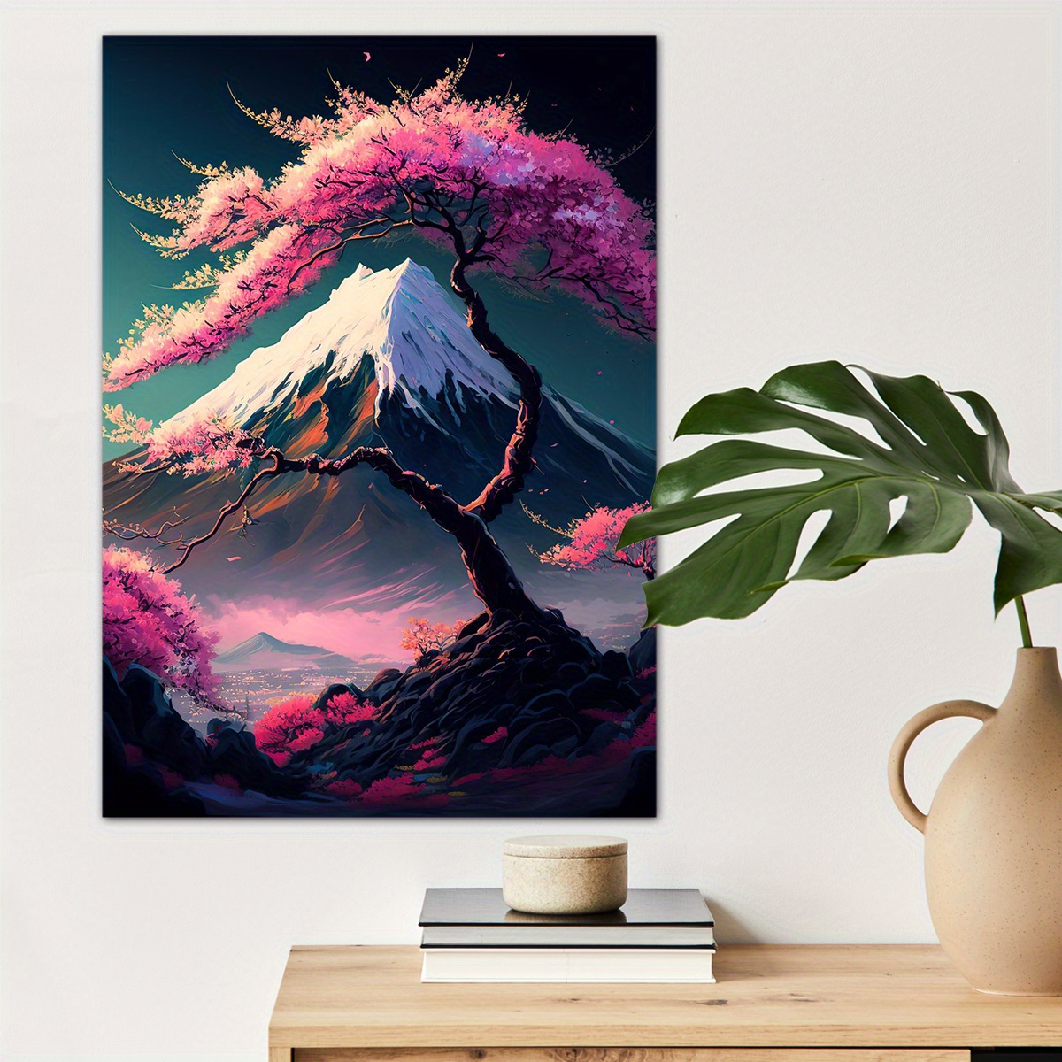 Cute Japonais style posters Fuji montais and Sakura tree anime | Art Board  Print