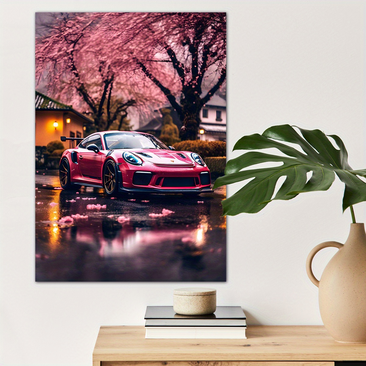 

1pc Cars And Cherry Blossom Canvas Wall Art For Home Decor, Modern Poster Wall Decor, Canvas Prints For Living Room Bedroom Kitchen Office Cafe Decor, Perfect Gift And Decoration