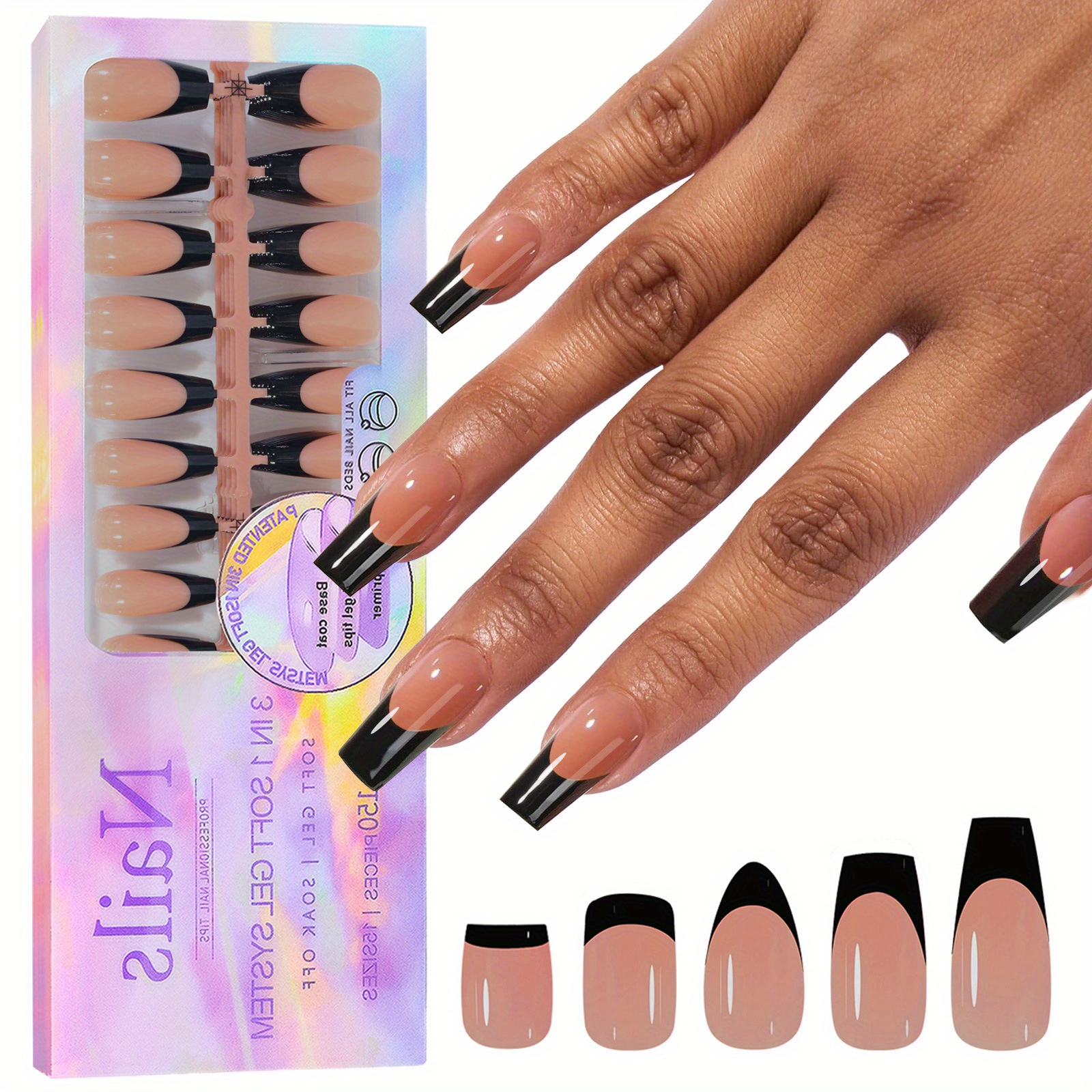 Gel X Nail Kit - 2 in 1 Nail Glue and Base Coat with Clear and Apricot