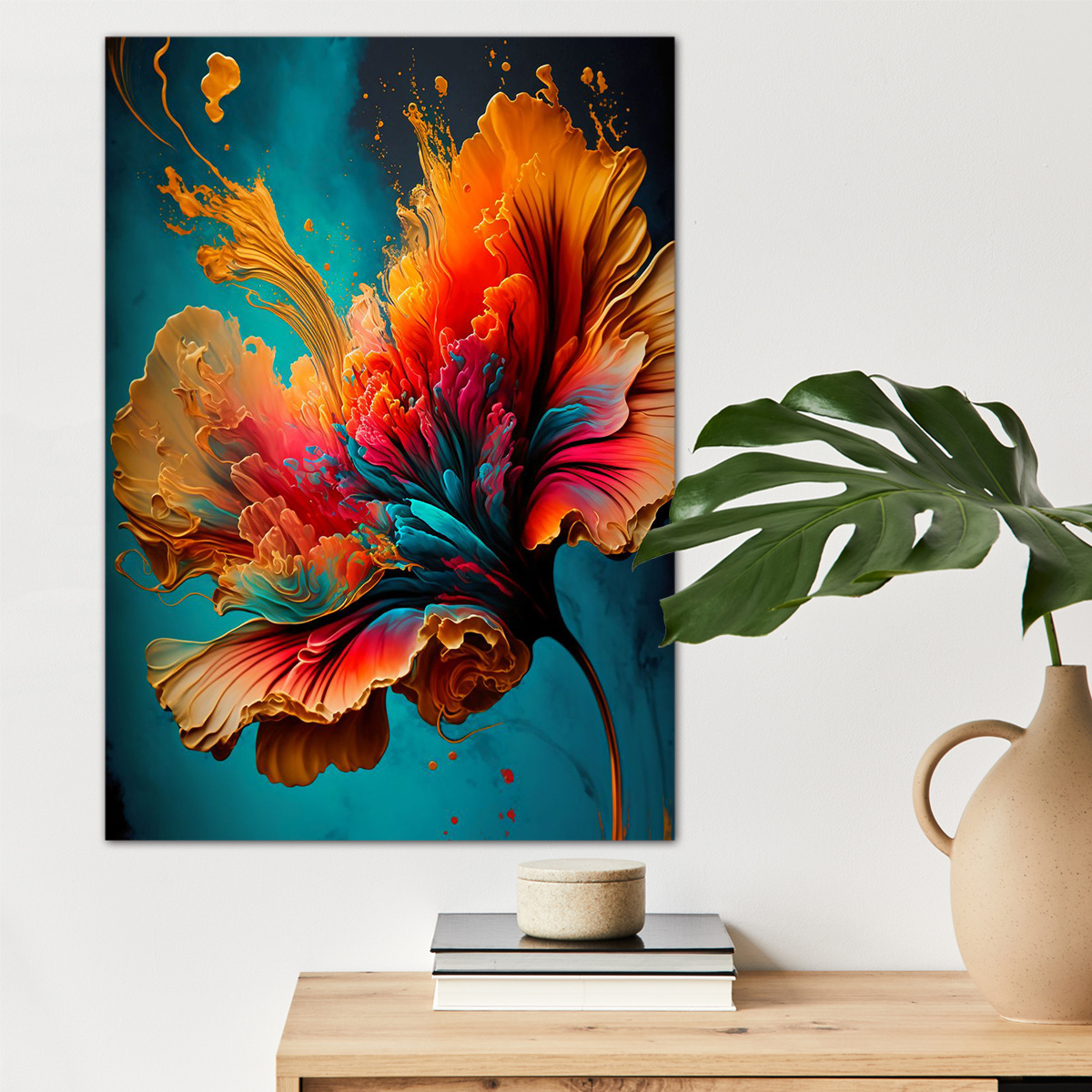 

1pc Abstract Flower Canvas Wall Art For Home Decor, High Quality Wall Decor, Canvas Prints For Living Room Bedroom Bathroom Kitchen Office Cafe Decor, Perfect Gift And Decoration