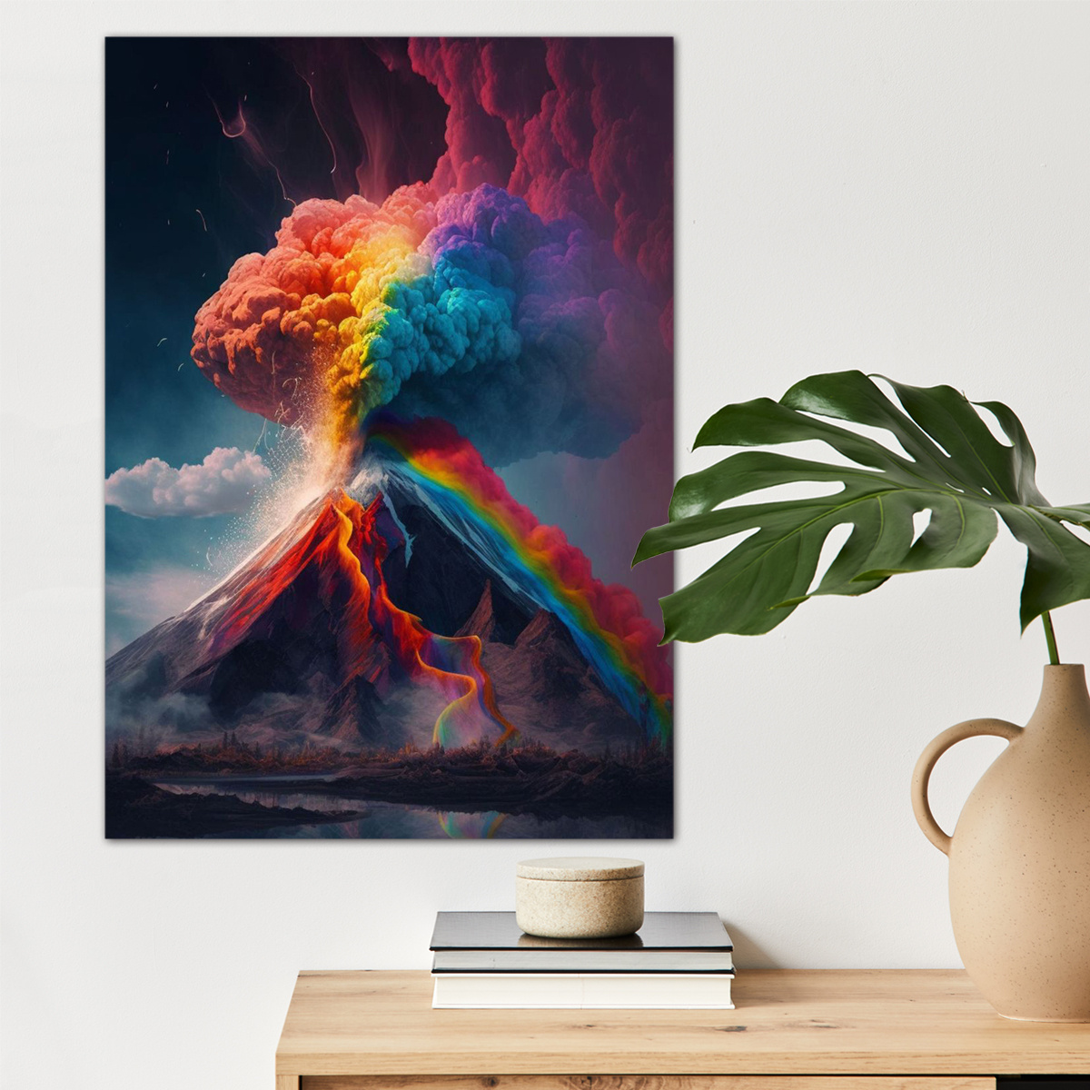 

1pc Rainbow Volcano Canvas Wall Art For Decor, High Quality And Fans Wall Decor, Canvas Prints For Office Cafe Decor, Perfect Gift And Decoration