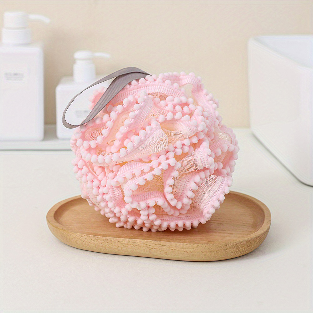 3pcs Cute Bath Sponge Balls and Hooks Set, Random Colors