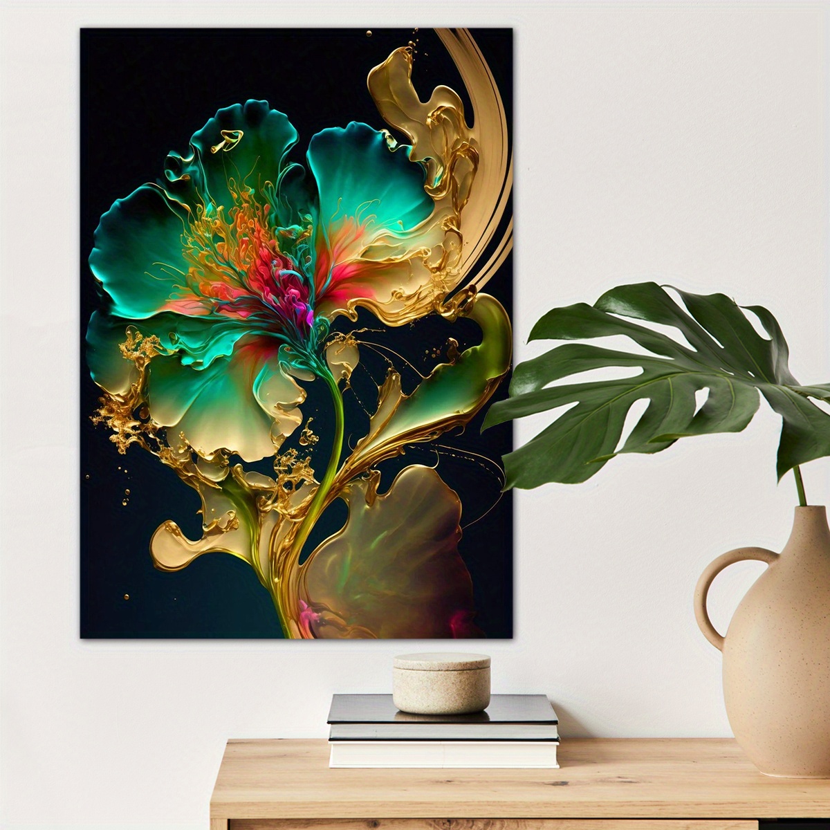 

1pc Abstract Flower Canvas Wall Art For Home Decor, High Quality Wall Decor, Canvas Prints For Living Room Bedroom Bathroom Kitchen Office Cafe Decor, Perfect Gift And Decoration