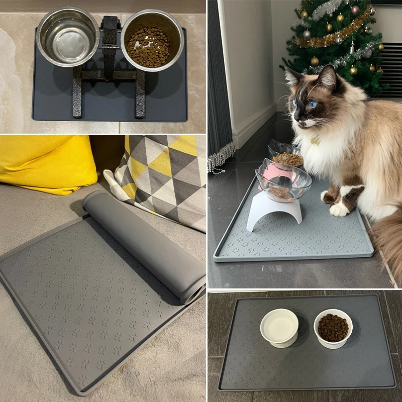 Pets Dog Puppy Cat Feeding Mat Pad Bed Dog Dish Bowl Food Water Feed Place  Mats