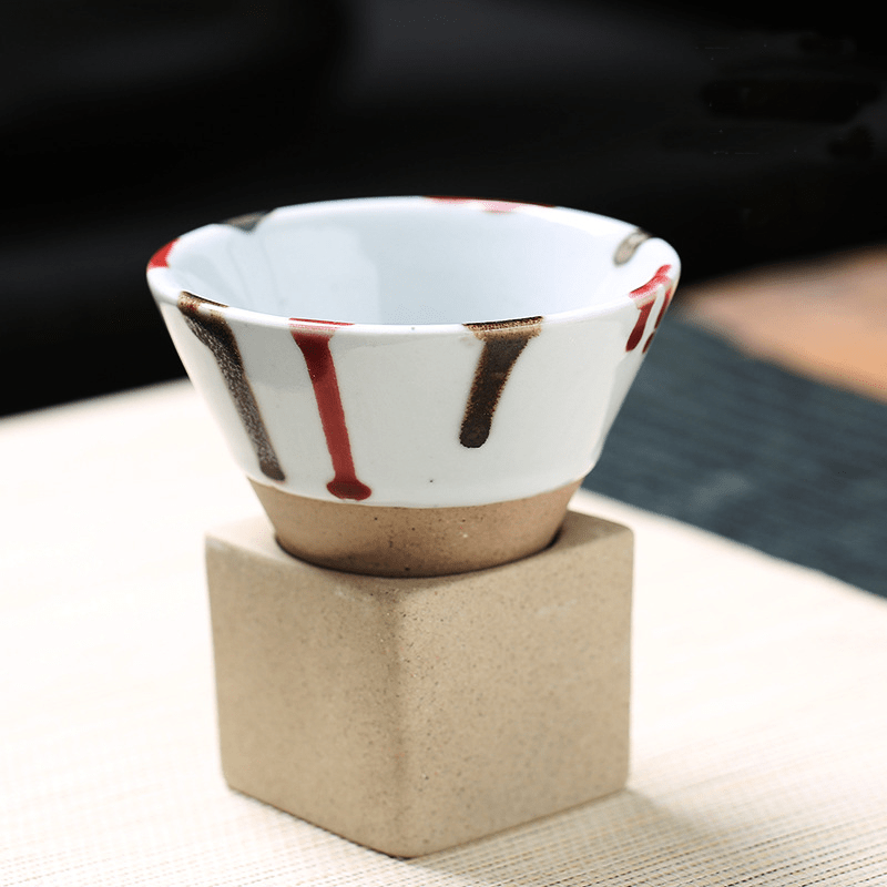 Cone Shaped Espresso Cup With Base Ceramic Stylish Coffee Mugs Vintage  Style Rough Pottery