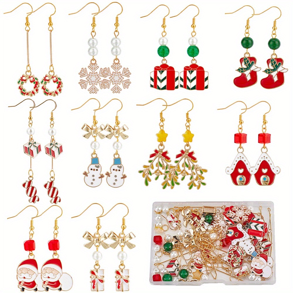 1 Box DIY 10 Pairs Christmas Themed Handcraft Snowman Earrings