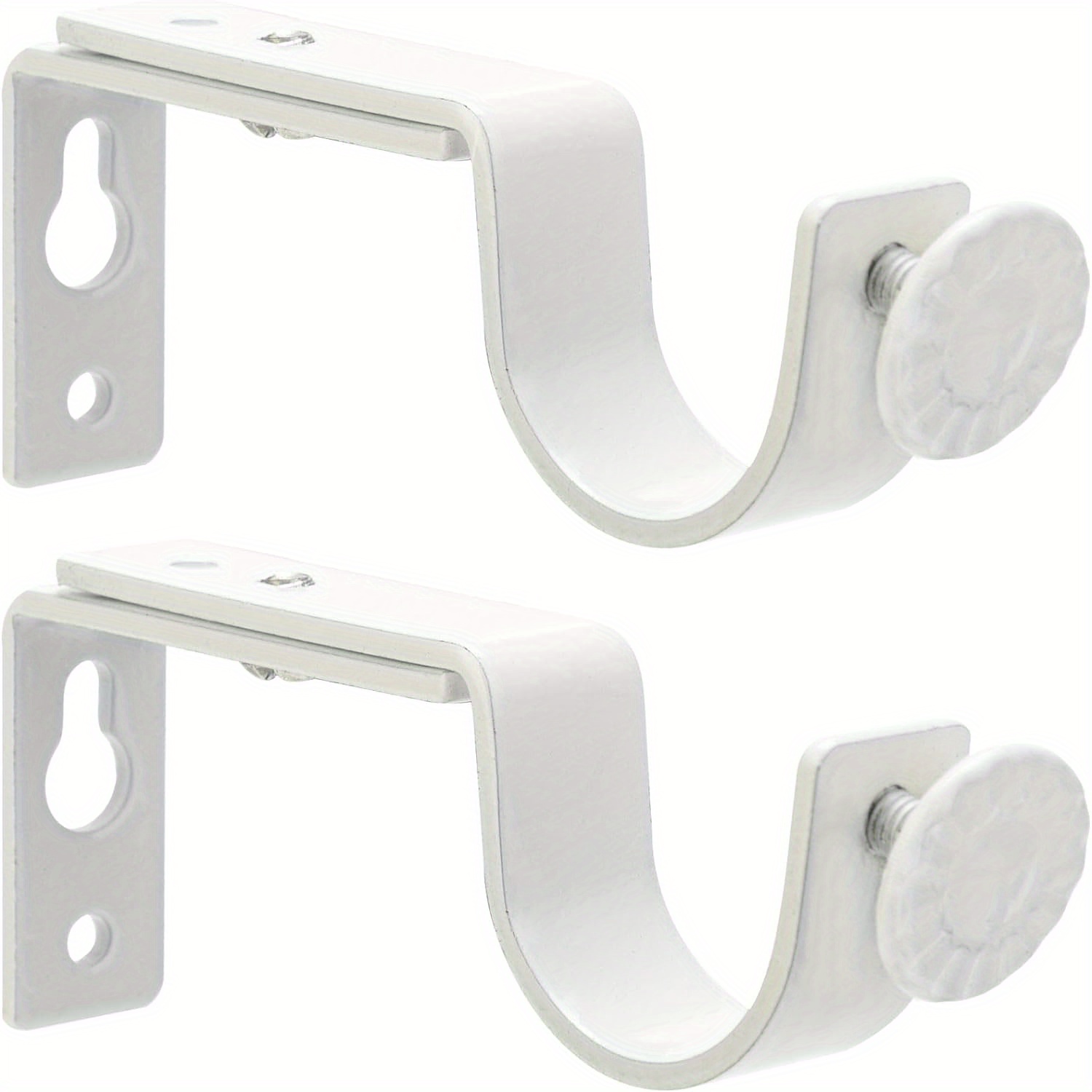 2pcs Curtain Rod Holders, Heavy Duty Curtain Rod Brackets Fits Up To 1 Inch  Curtain Rod, Rod Holders Hardware Rod Support Hanger, White Hooks For Curt