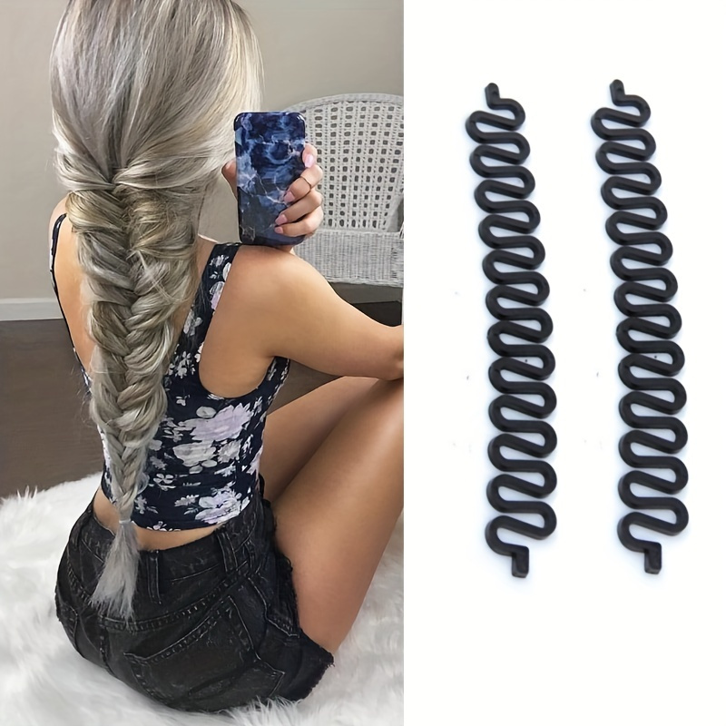14 Pcs Hair Braiding Tool 2 Pieces Magnetic Pin Wristbandand 4 Pcs Braiding  Comb for Parting with 8 Pcs Wide Teeth Alligator Sectioning Hair Clip for  Hair Braid Tool Braid Maker (Black, Pink)