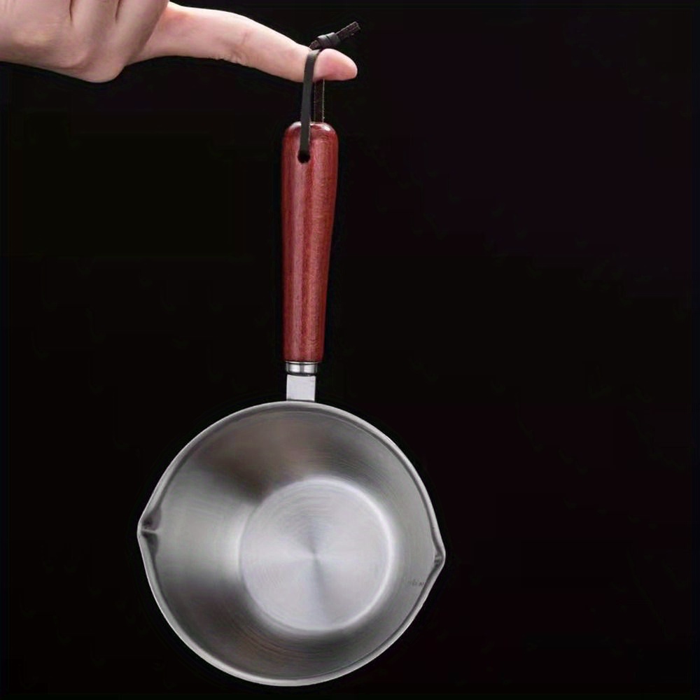 1PC Stainless Steel Oil Sprinkling Small Pot with Wooden Handle