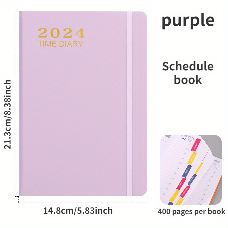 2024 2023 planner notebook daily A5 400 Page year book blue pink red