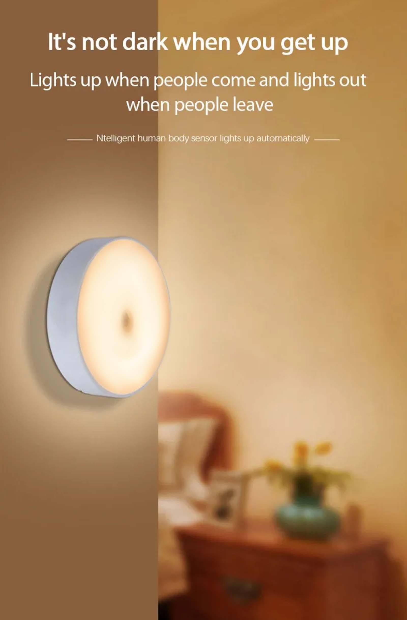8-LED USB Rechargeable Night Light,Body Induction Lamp,3 Working Modes,Smart Wall Light With Stick-On Magnetic Strip For Homes, Bathroom, Bedroom, Kitchen, Hallways, Cars, Garages And Corridor Decor details 0