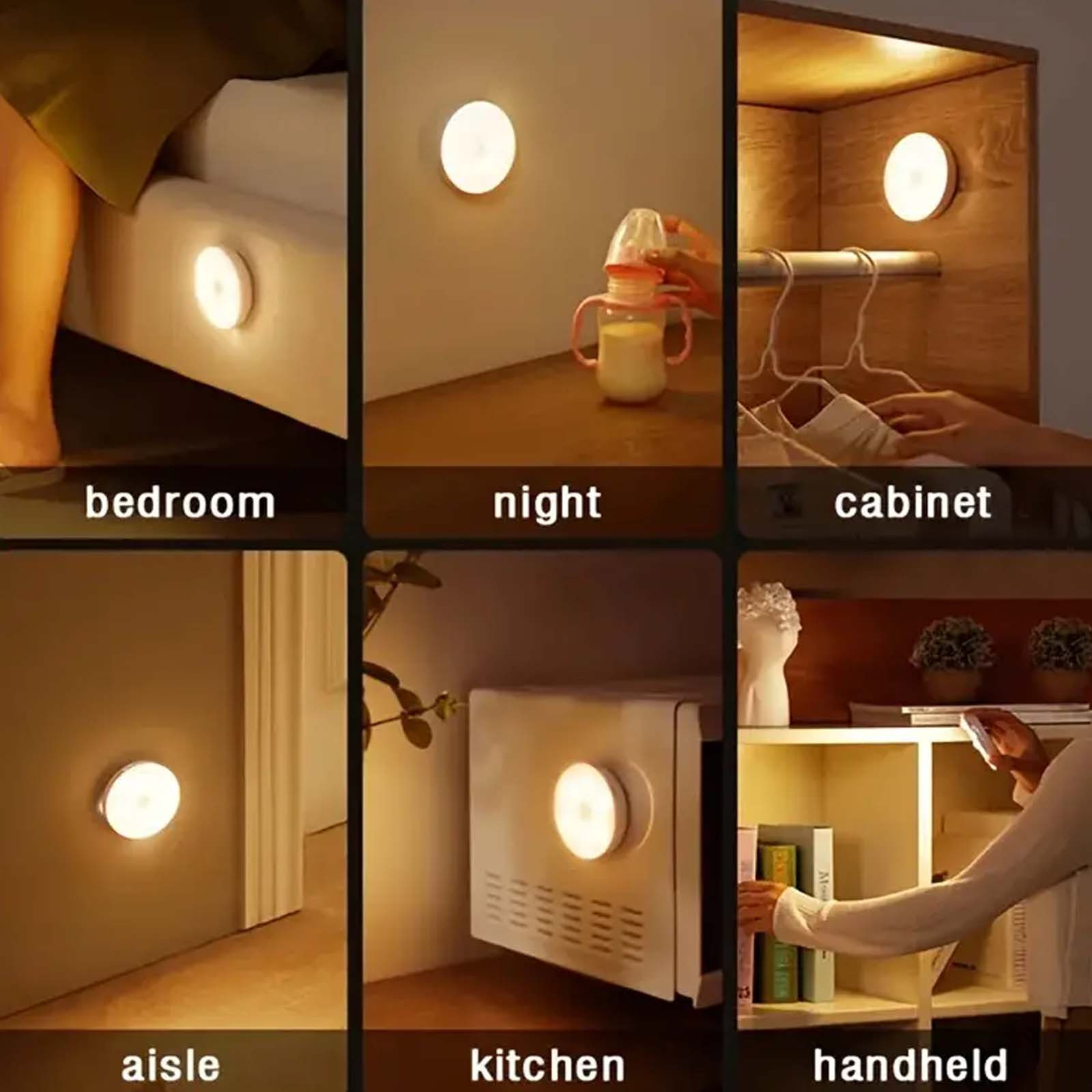 8-LED USB Rechargeable Night Light,Body Induction Lamp,3 Working Modes,Smart Wall Light With Stick-On Magnetic Strip For Homes, Bathroom, Bedroom, Kitchen, Hallways, Cars, Garages And Corridor Decor details 4