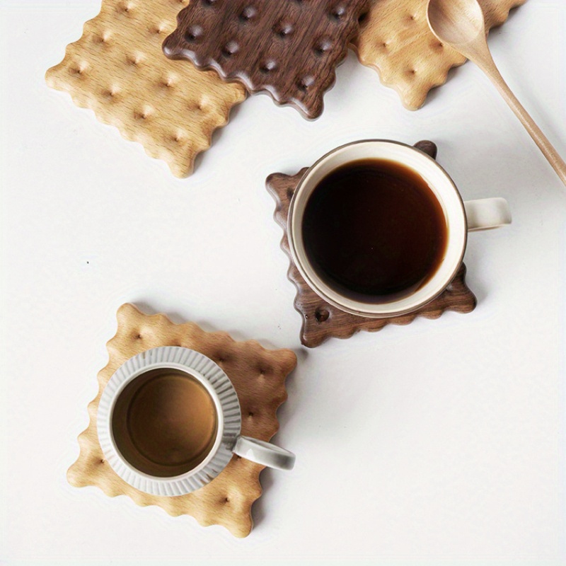 1pc Sottobicchieri In Legno Per Biscotti, Tazze Da Latte Porta