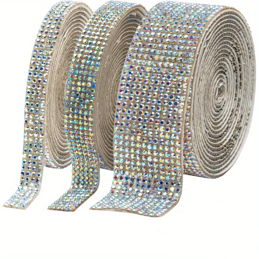3rolls Self Adhesive Rhinestone Ribbon Diamond Rhinestone Strips  Nonwashable For DIY, Crafts, Art, Decoration