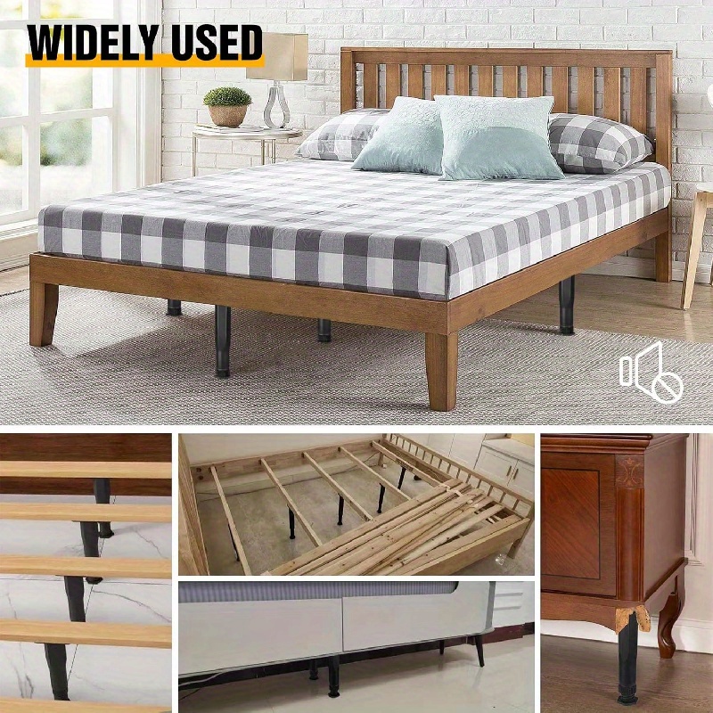 2 patas de soporte de marco de cama de metal de altura ajustable, marco de  cama de acero o patas de soporte de listones centrales de madera, patas de