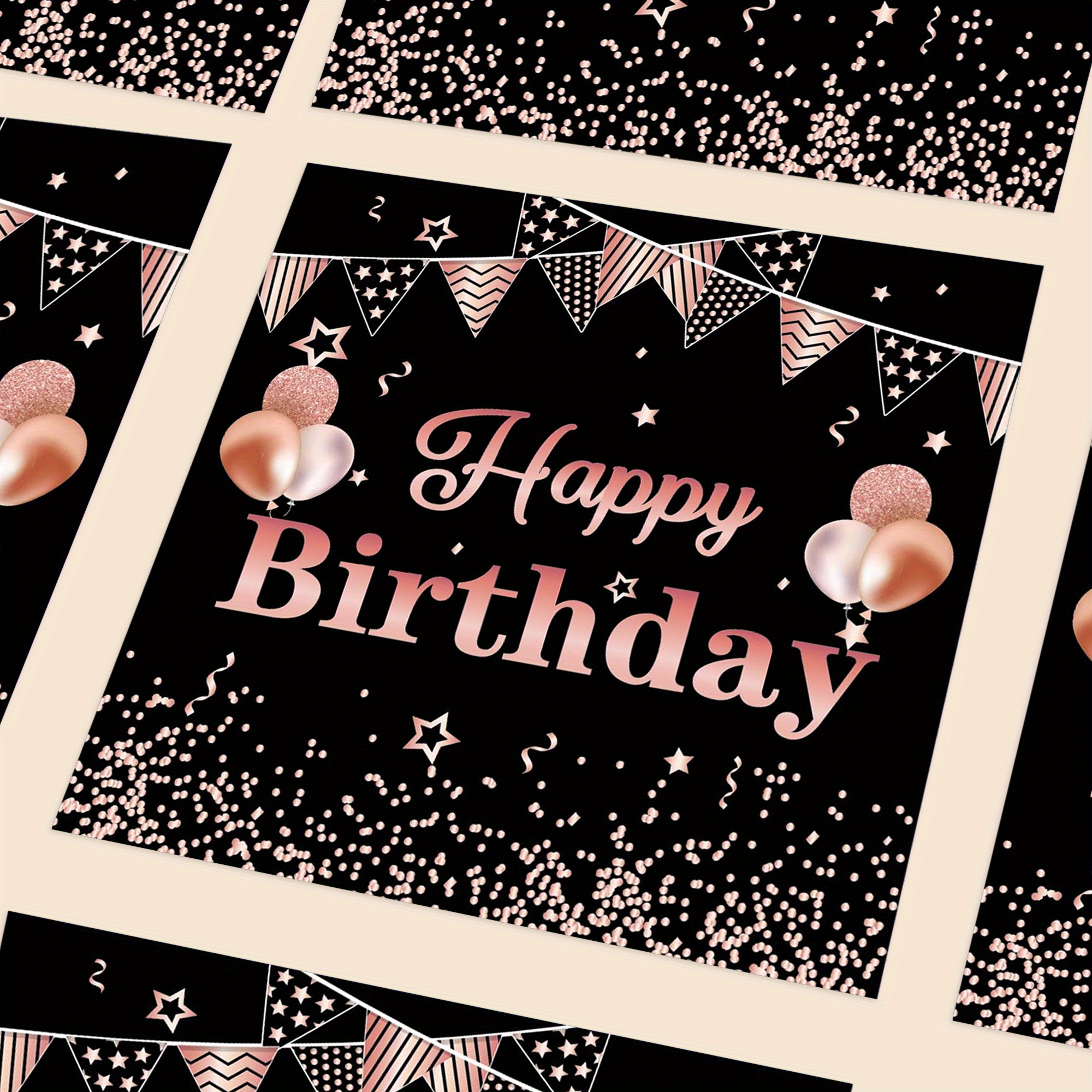 40 Tovaglioli Di Carta Decorativi Per 60° Compleanno - Tema Nero E Oro Con Scritta "Happy Birthday"