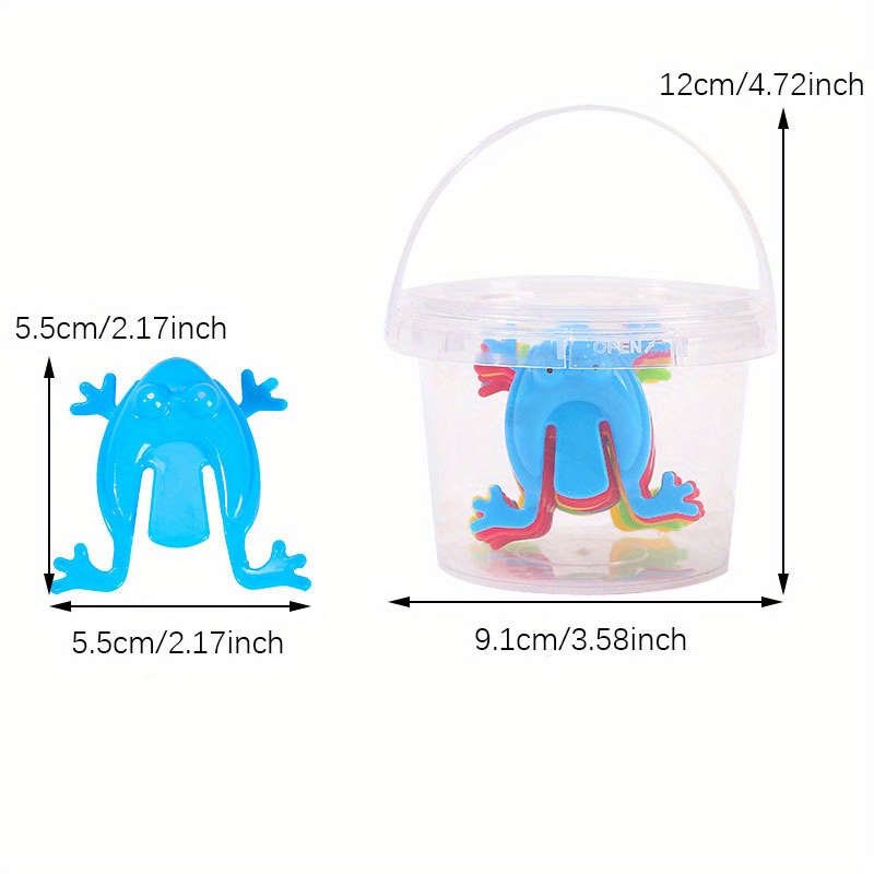 13 Pieces Frog Jumping Toy Finger Pressing Funny Bouncing Frog Toys Kids Novelty Frogs with A Bucket