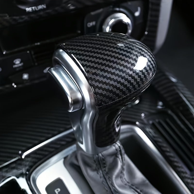 Couvercle de pommeau de levier de vitesses en fibre de carbone pour  l'intérieur de la voiture Gearshift Head Sequin Autocollants décoratifs
