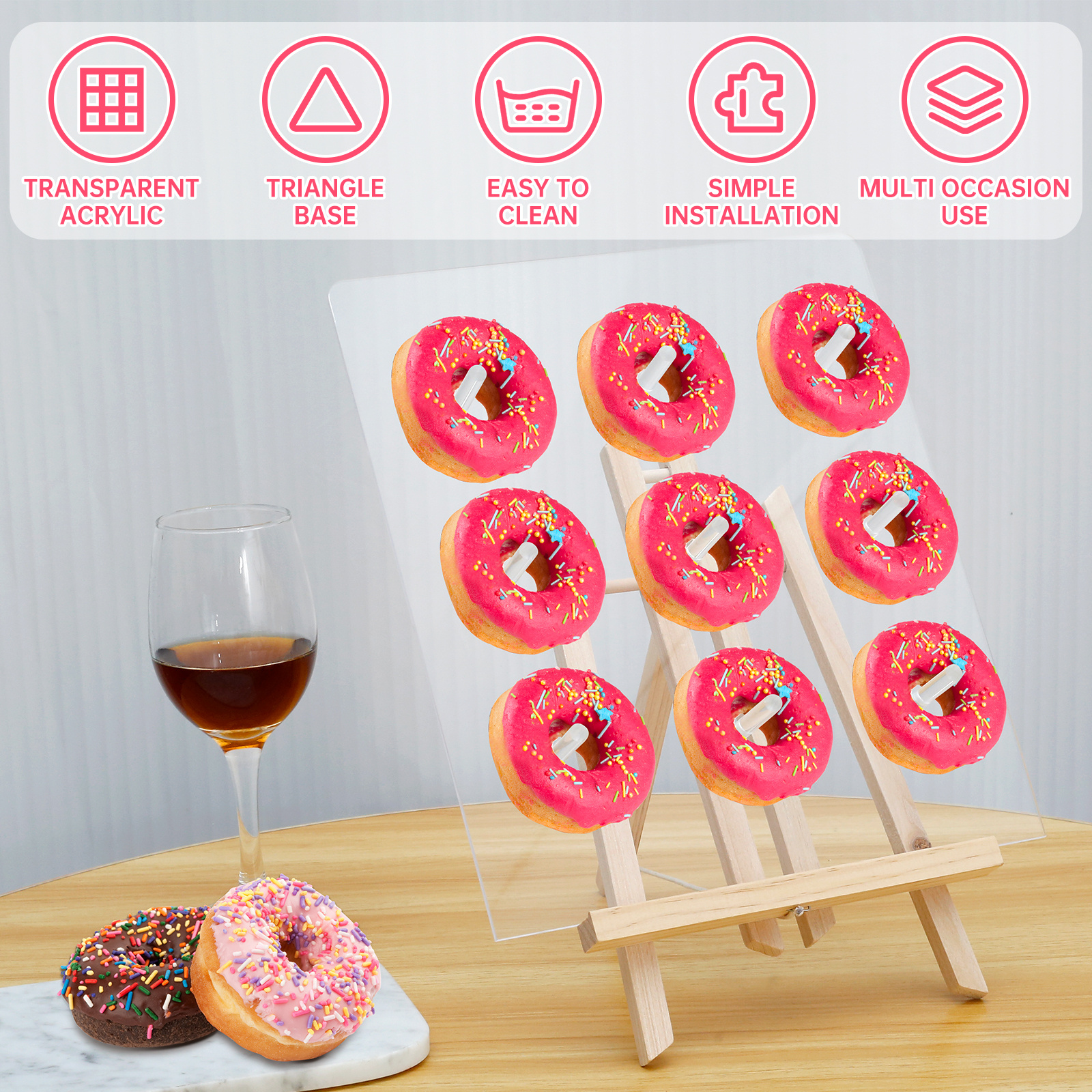 1pc 6/9 Agujeros Donut Display Stand Soporte Pared Acrílico - Temu