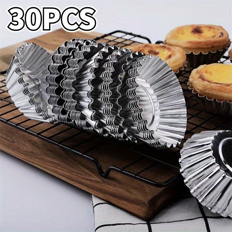 

30pcs Nonstick Stainless Steel Baking Set - Egg Tart, Cupcake & Dessert Molds - Reusable Mini Cake Pans & Cookies - Birthdays & Kitchen Use, Stainless Steel, Baking Mold, Egg Tart, Nonstick, Dessert