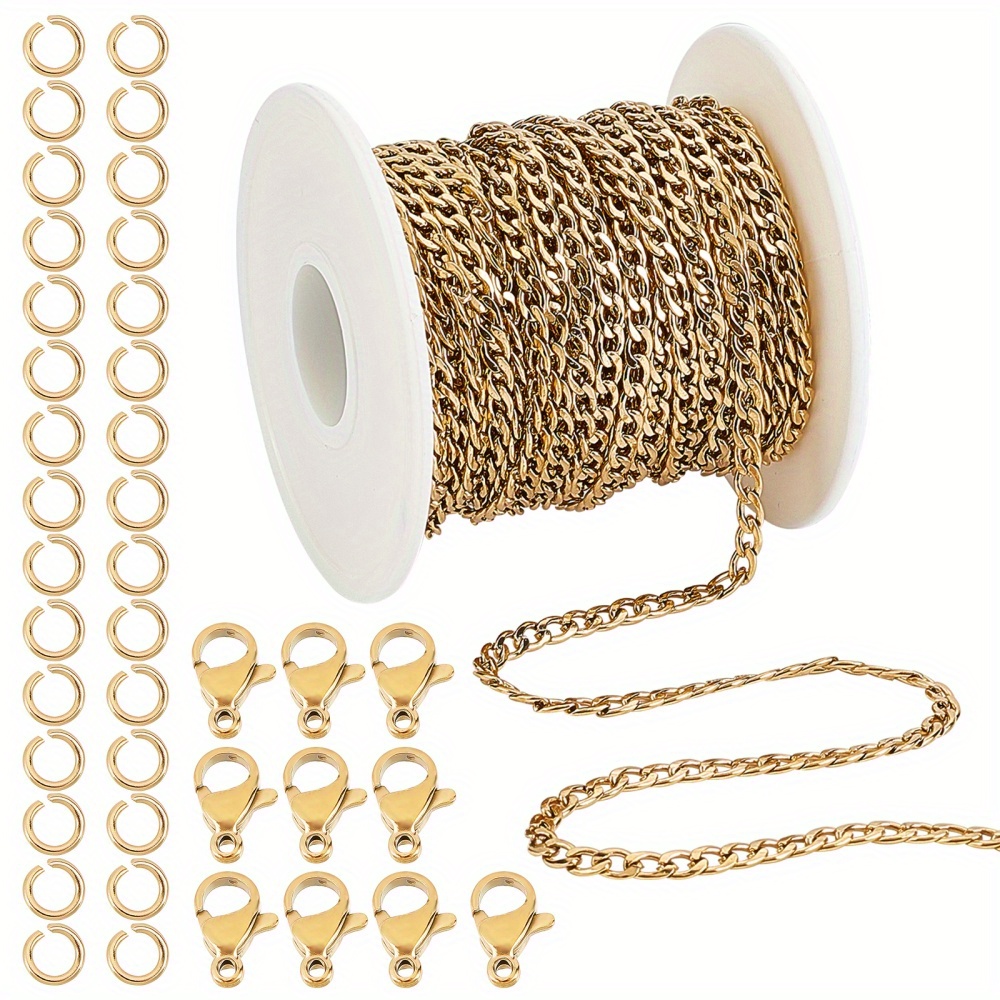1set DIY Chains Bracelet Necklace Making Kit Including Iron Curb Chains &  Jump Rings Alloy Clasps Lobster Clasp & Chain DIY Jewelry Accessory