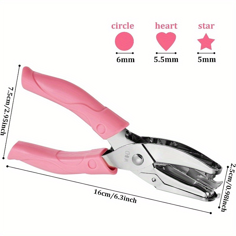 Bazhou Heart Shaped Paper Hole Punch Metal Single Handheld Paper Punchers, Star  Hole Puncher With Soft-handled For Diy Craft Tags Clothing2pcs