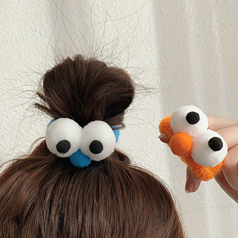 

5pcs Girls Hair Tie Funny And Cute Big Eyes Hair Rope Hair Bands Hair Accessories Random Color