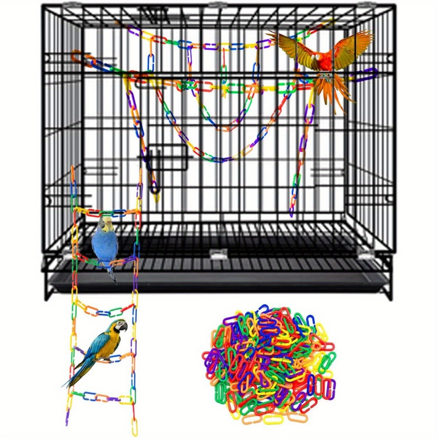 Bird Toy Chains Rainbow C clip Hook Plastic Chain Ring C - Temu