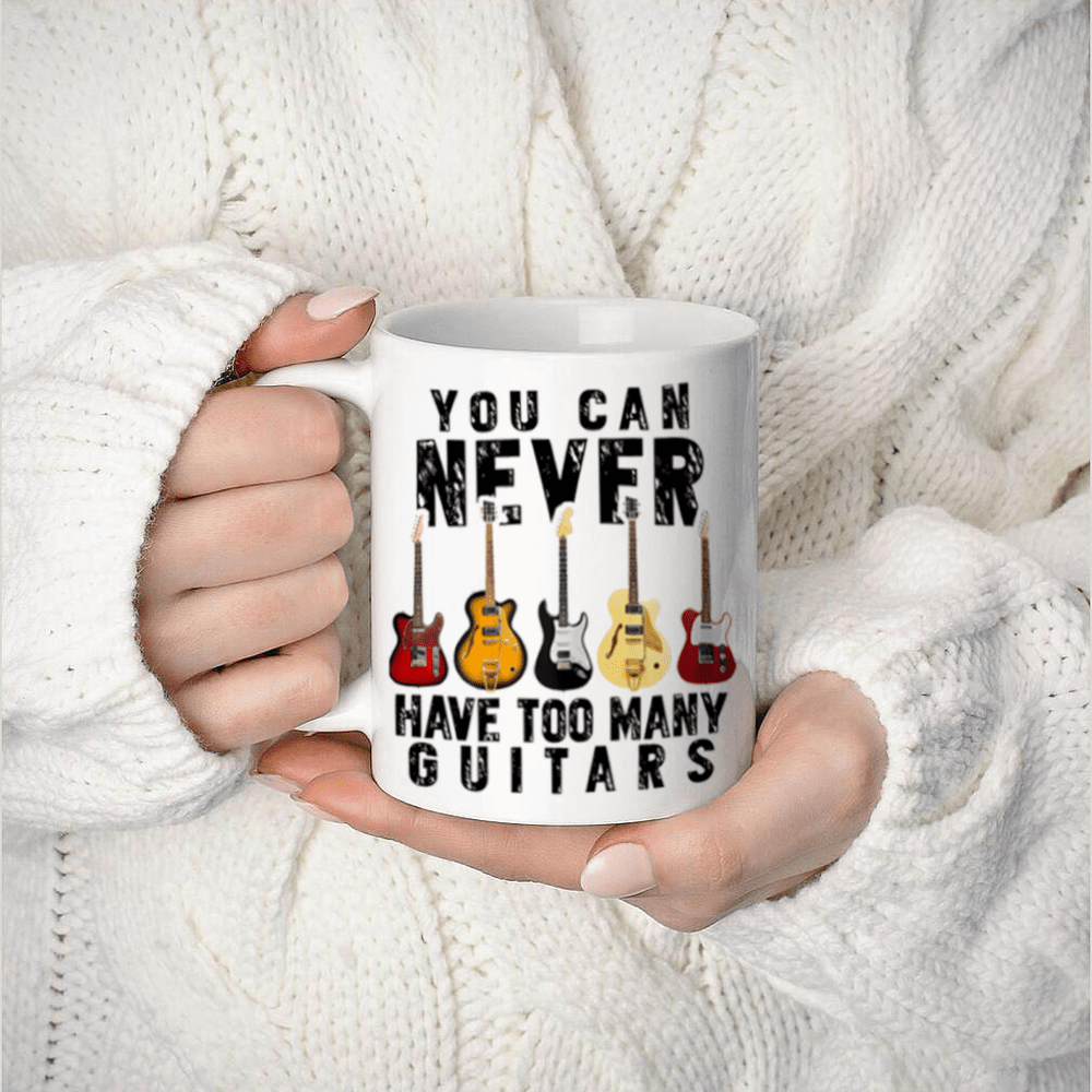 

1pc, 11oz Funny Coffee Mug, You Can Never Have Too Many Guitars Water Cups, Summer Winter Drinkware, Home Decor, Room Decor, Party Gift, Birthday Gift, Cool Stuff