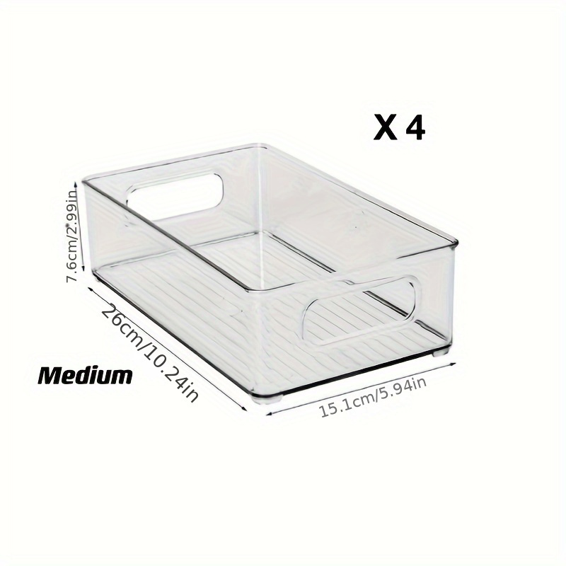 2/4/6pcs Refrigerator Stackable Space- Organizer Bins, Fridge Transparent Bins With Handles, Kitchen Organizer Fruit Container, For Freezer, Pantry, Cabinets, Drawer And Shelves, Kitchen Supplies