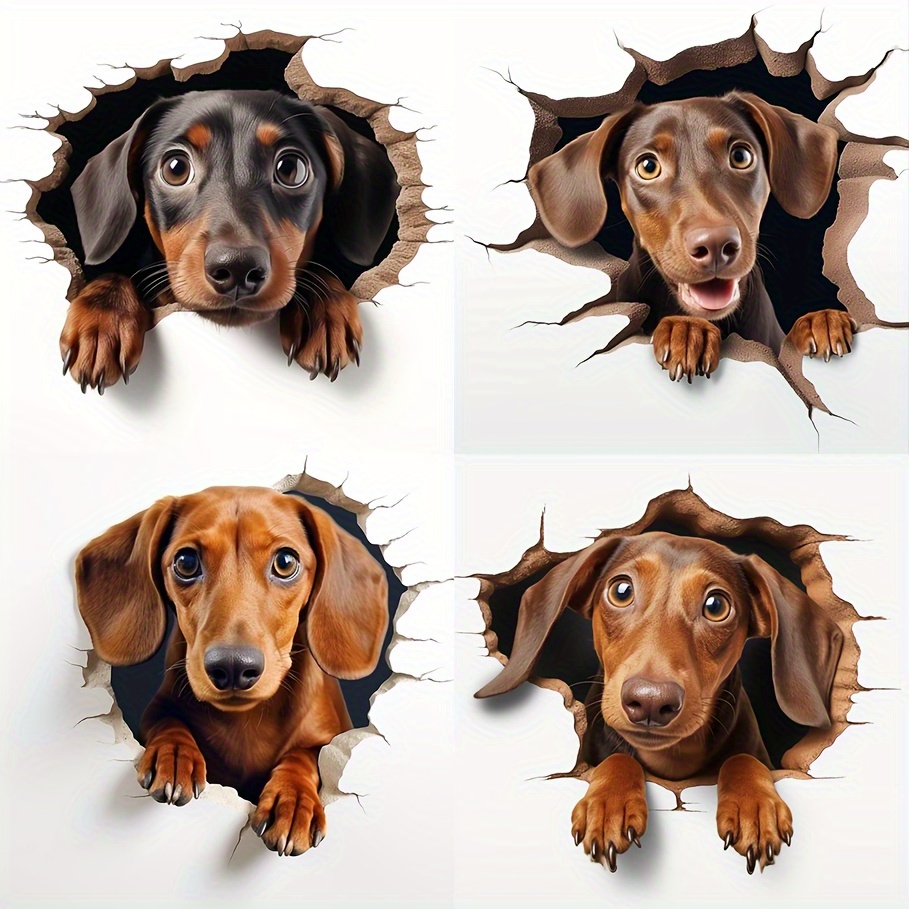4 In 1 Dachshund Sticker, Car Gifts For Dachshund Meme Cooler Cars Stickers, Driver Packs Stickers