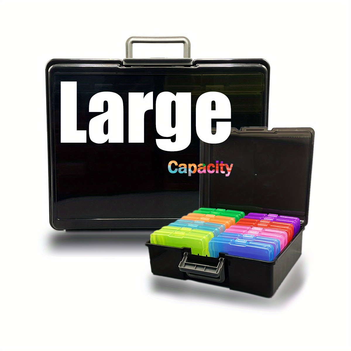 Large Carrying Case With 16 Storage Boxes, 4x6 Inch Photo Box, Plastic Storage  Box, Perfect For Storing Photos, Crafts, Jewelry, Beads, Pens, Stickers,  Home And Office Organization