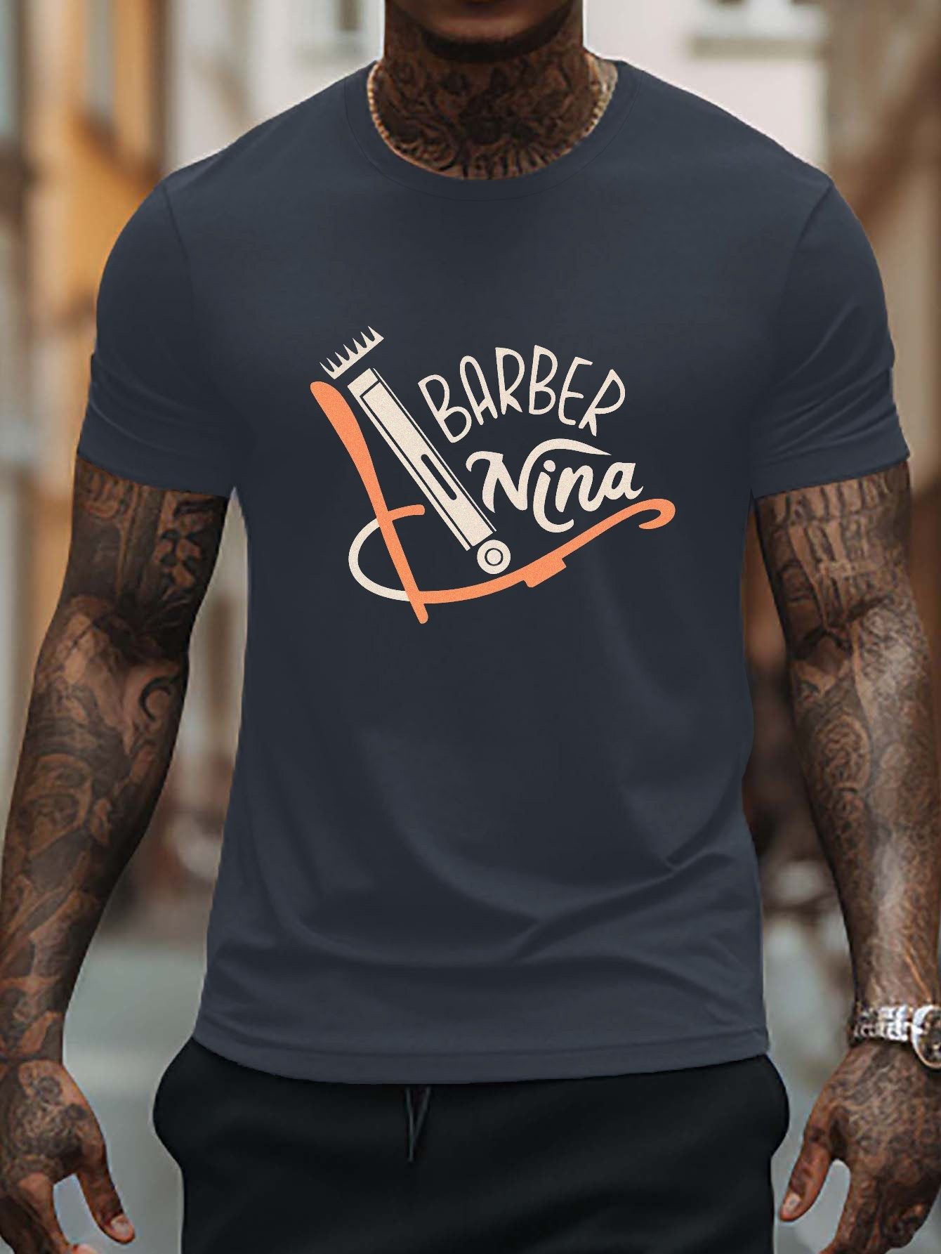 Camiseta Cómoda Moderna Estampado Barbero Hombre Camiseta - Temu Mexico