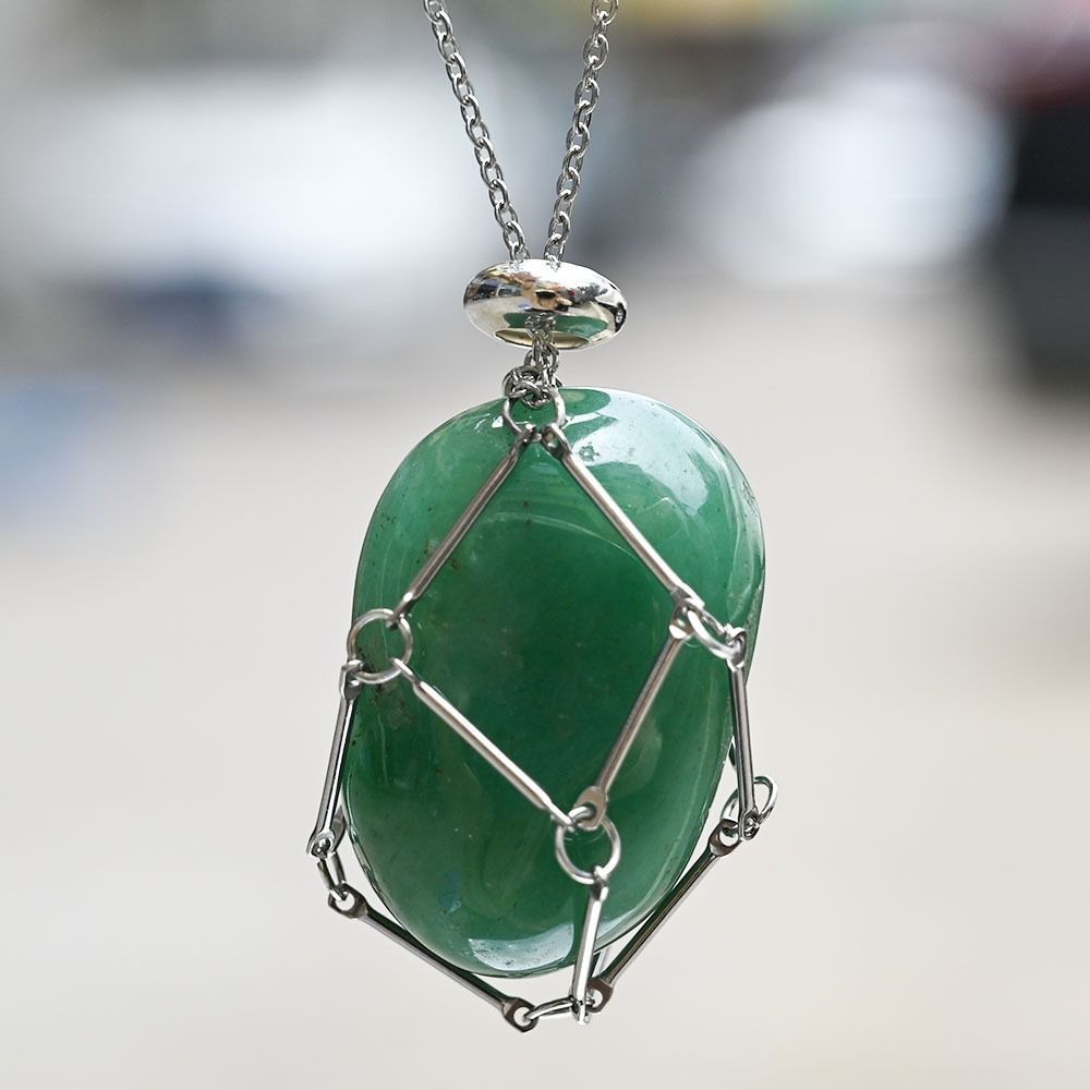 Mesh Pattern Crystal Holder Cage Design Pendant Necklace Retro Simple Style Creative Female Necklace Accessories,Temu