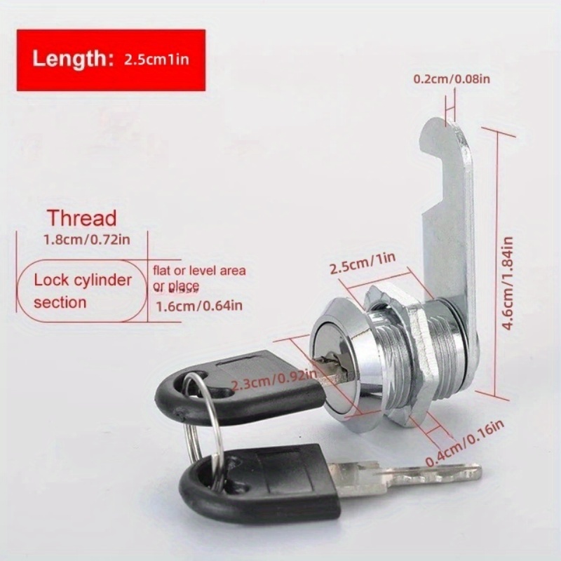 1pc 16/20/25/30mm Drawer Cabinet Lock With 2 Keys Lock Single Open Security File Cabinet Mailbox Locker Furniture Locks