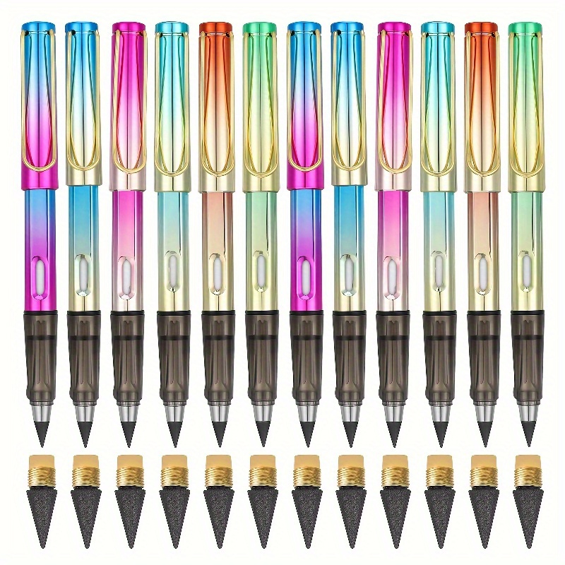 12 Colors Inkless Pencil Nibs Colored Eternal Pencil Refills - Temu