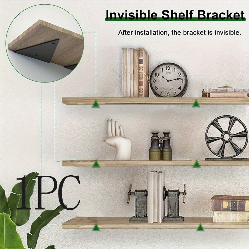 Support d'étagère invisible Support d'étagère mural triangle flottant pour support  d'angle d'étagère