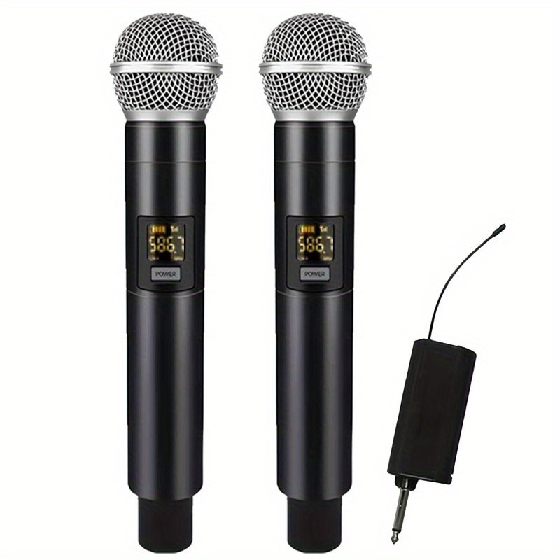 Système de Microphone professionnel double sans fil, karaoké, UHF, 2  canaux, portable, 80M, pour chant, haut-parleur à domicile