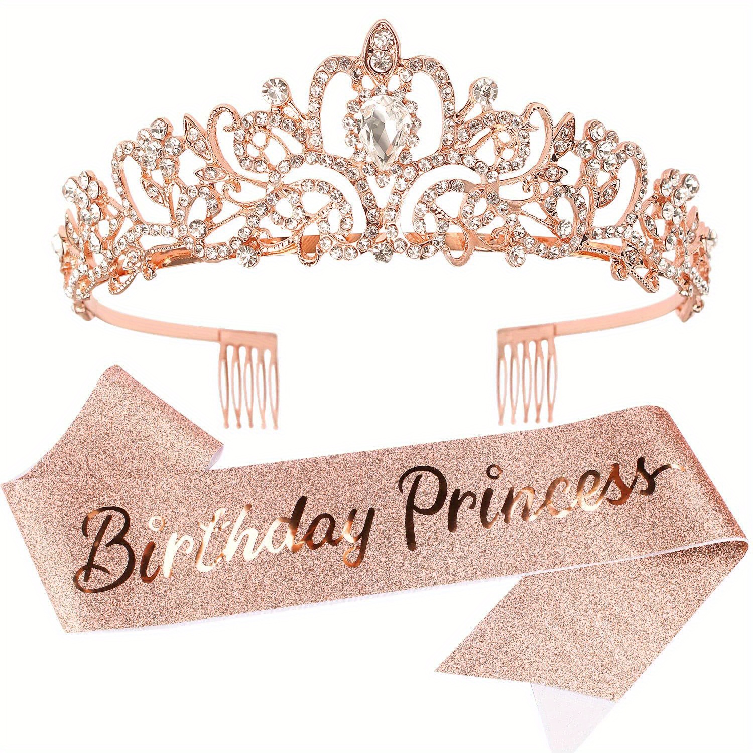 

2pcs, Birthday Princess Crown Headwear, Princess Happy Birthday Belt, Party Decoration Supplies, Girls' Birthday Gift, Happy Birthday Party Gift, Decoration Accessories