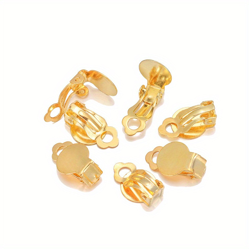 50pcs/pack 10mm Golden Ear Clip Basic Earring Blank Setting Suitable For Glass Round Earring Discovery For Making Accessories