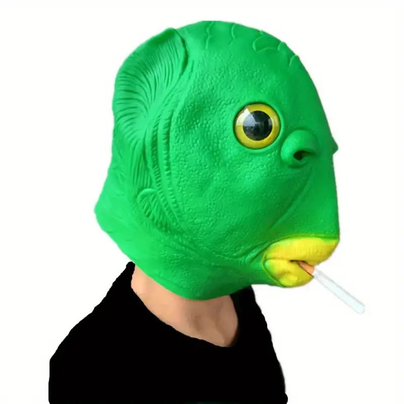 Neue Grünköpfige Monster-Kopfbedeckung, Grünköpfige Fischmaske,  Fisch-Kopfbedeckung, Lustige Und Lustige Kopfbedeckung