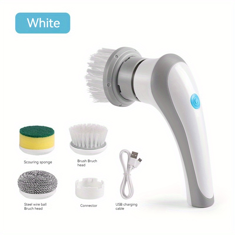 Household Soap Dispensing Dish Brush, USB Charging Wireless Electric Brush,  Cordless and Handheld Scrubber for Bathroom 