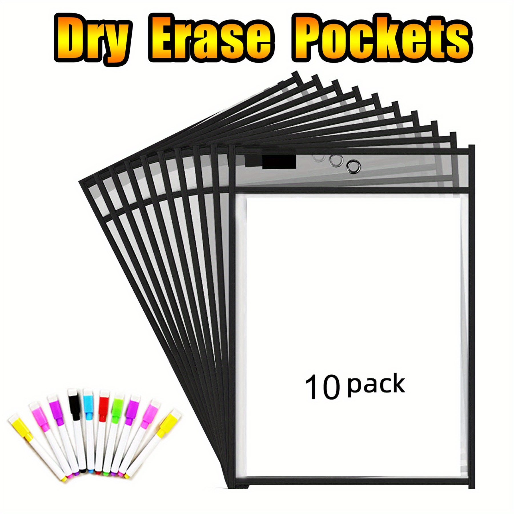 10pcs Dry Erase Pockets 14x10 Pvc Reusable Dry Erase Sleeves Job