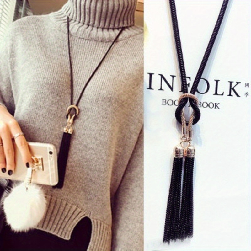 

& Tassel Pendant , Long Sweater For , Fashionable Jewelry Accessory