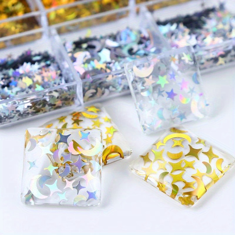 Sparkling Golden Silver Resin Filling Holographic Glitter - Temu