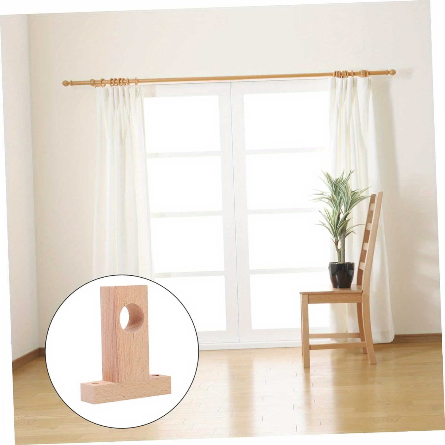 Wooden Clothes Rod Holder Hanging Clothes Rod Holder Curtain - Temu