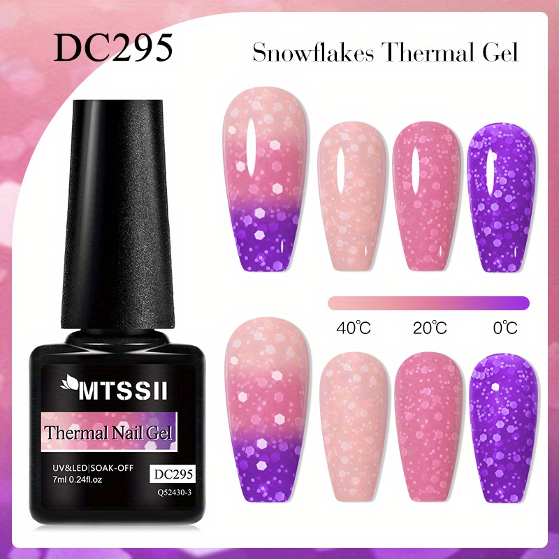 Heart Glitter for Nails Color Changing Gel Nail Polish Temperature Changing  Pink